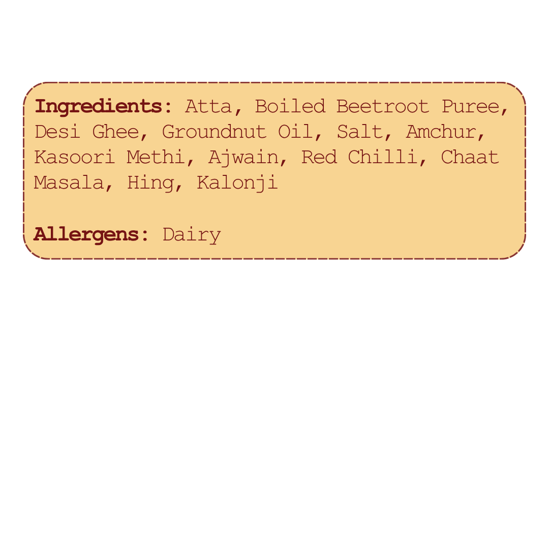 Beetroot Mathri ingredients and allergen information