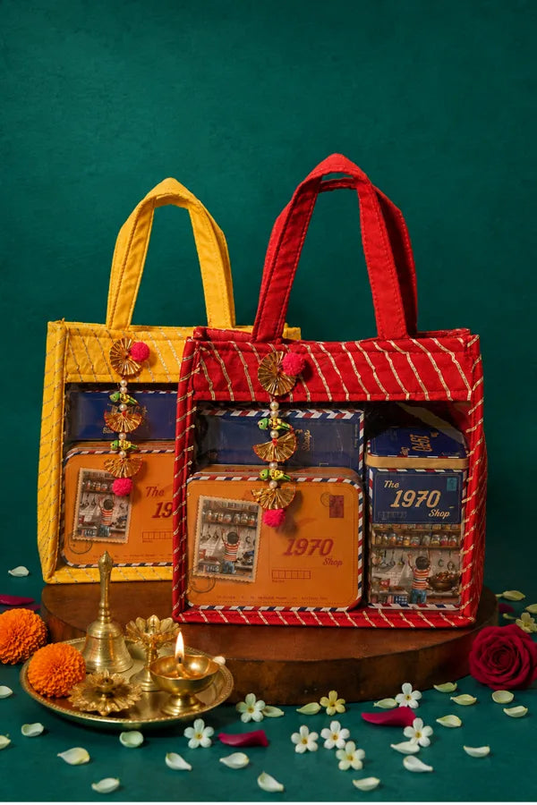 ruby gold festive tote